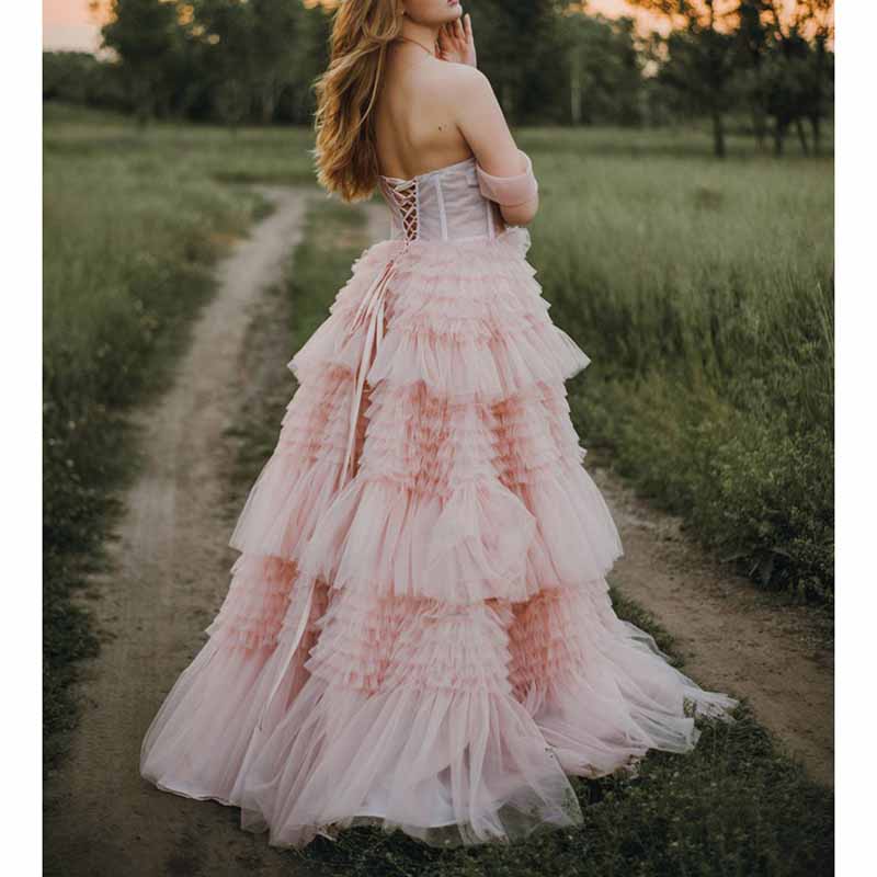 Flare Ruffles Flare Ruffles Tulle Robe Maternity Gown Long Sheer Off Shoulder Dressi ...