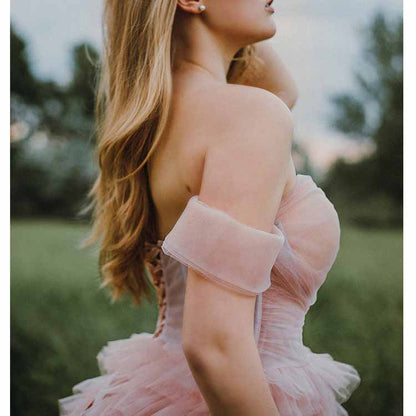 Flare Ruffles Tulle Robe Maternity Gown Long Sheer Off Shoulder Dressing Gown