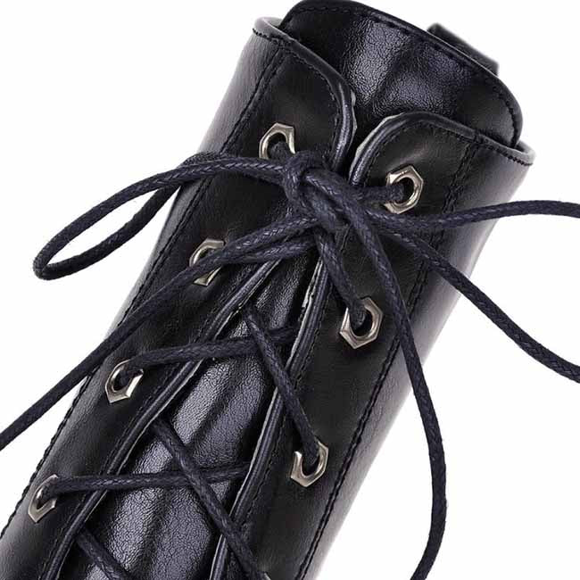 Chunky Heel Booties Round Toe Lace Up High Heel Ankle Boots