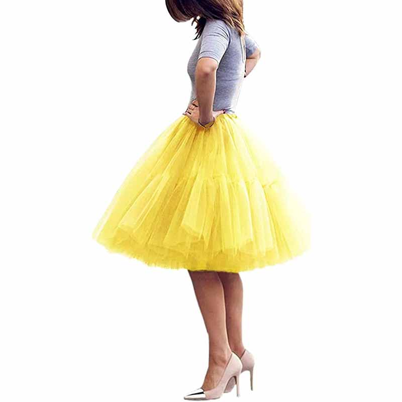 Lady's Princess Tutu Tulle Knee Length Skirt Underskirt