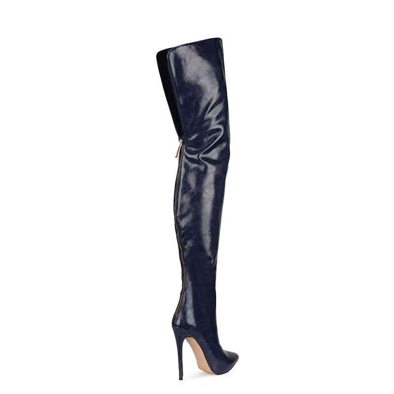 Sharp Leather Knee-high Boots Colors Over Knee Boot