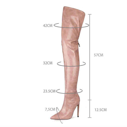 Sharp Leather Knee-high Boots Colors Over Knee Boot
