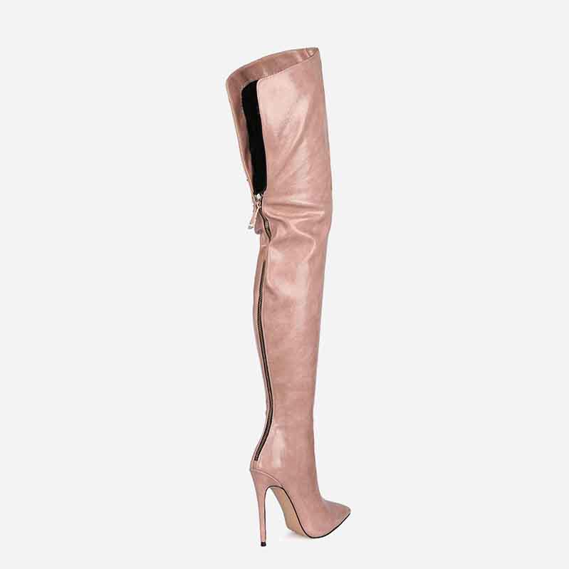 Sharp Leather Knee-high Boots Colors Over Knee Boot