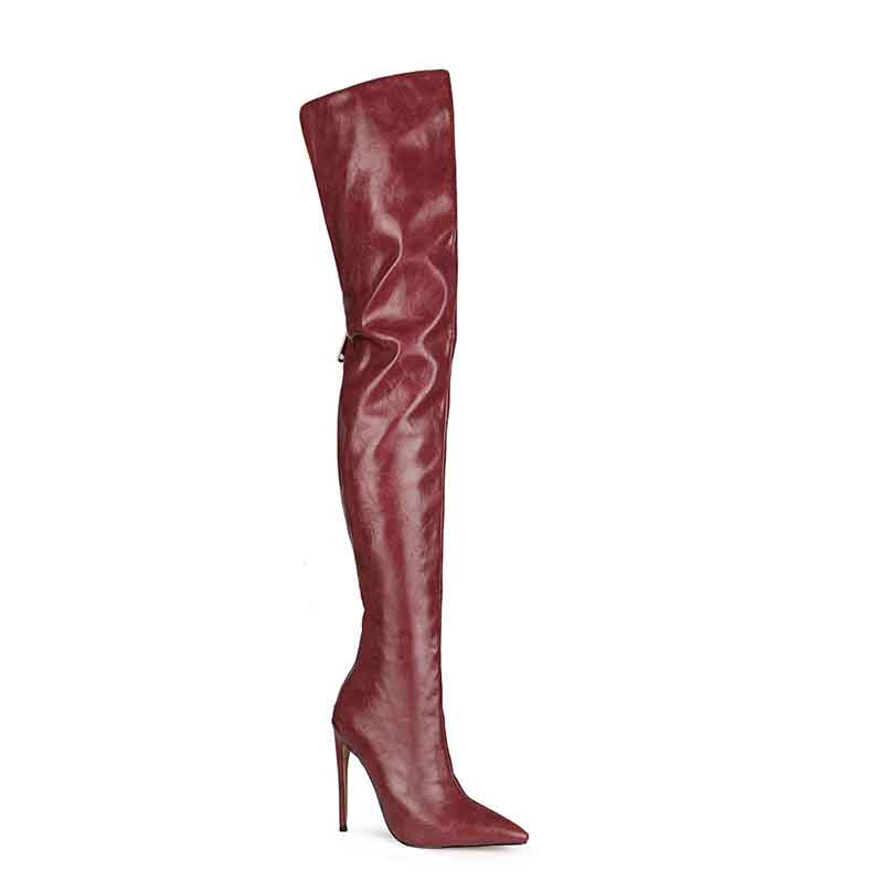 Sharp Leather Knee-high Boots Colors Over Knee Boot