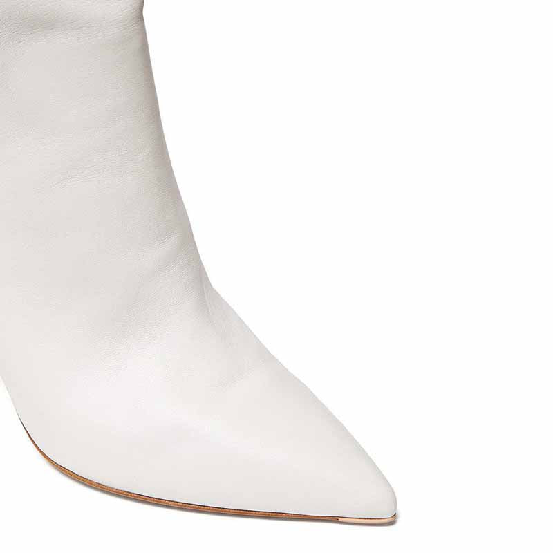 Women's White Ankle Boots Closed Pointed Toe Stilettos Dress Booties