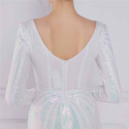 Women's Evening Dress Tight-Fitting Long Sleeve Sequin Formal Occasion Dress S-4XL