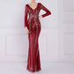 Women's Evening Dress Tight-Fitting Long Sleeve Sequin Formal Occasion Dress S-4XL