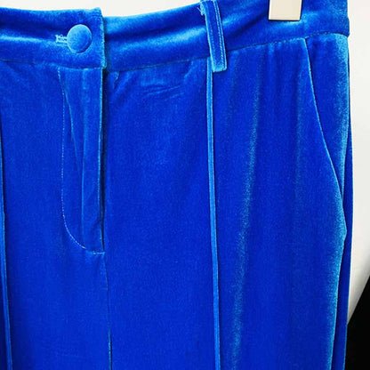 Women Velvet Blazer + Flare Trousers Suit Fashion Pant Suits