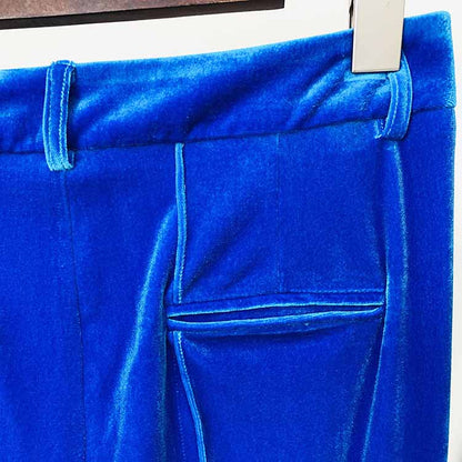 Women Velvet Blazer + Flare Trousers Suit Fashion Pant Suits
