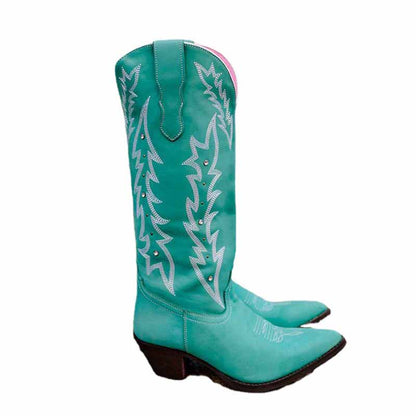Women's Boots Cowboy Boots Mid Calf Boots Floral Embroidery Bootie