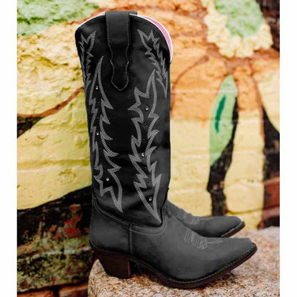 Women's Boots Cowboy Boots Mid Calf Boots Floral Embroidery Bootie