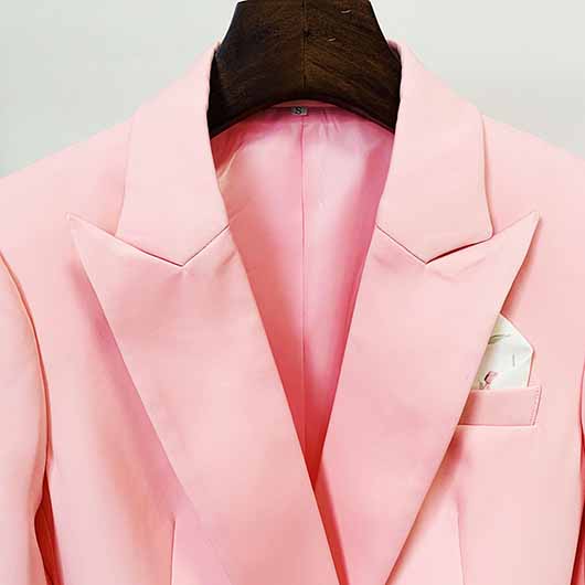 Long Sleeves Pink Blazer Pantsuits Two Piece Pantsuit Flare Trousers Set