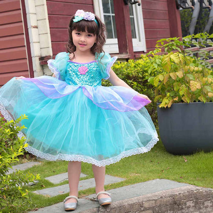 Little Girl Mermaid Dress Tutu Cosplay Party Dress