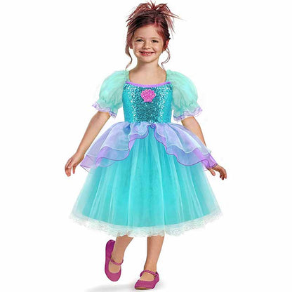 Little Girl Mermaid Dress Tutu Cosplay Party Dress