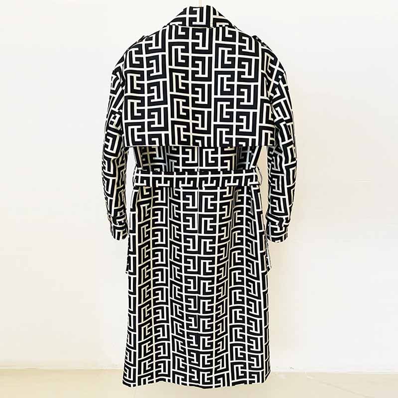 Women's Geometric Trench Coats Monogrammed Trench Coat In Black