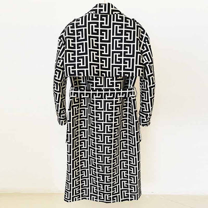Women's Geometric Trench Coats Monogrammed Trench Coat In Black