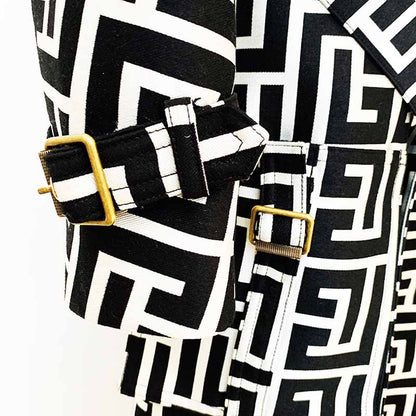 Women's Geometric Trench Coats Monogrammed Trench Coat In Black