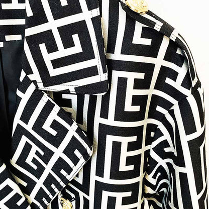 Women's Geometric Trench Coats Monogrammed Trench Coat In Black