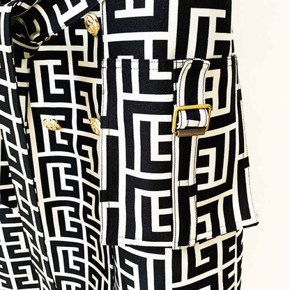 Women's Geometric Trench Coats Monogrammed Trench Coat In Black