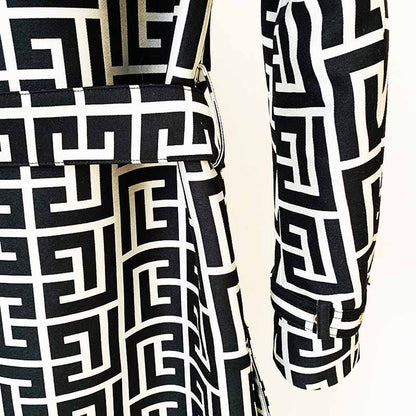 Women's Geometric Trench Coats Monogrammed Trench Coat In Black