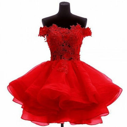 Women's Tulle Mini Cocktail Party Dress Short Prom Gown