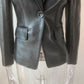 Elegant Black PU Blazer Long Sleeve Single Button Jacket Winter Blazer