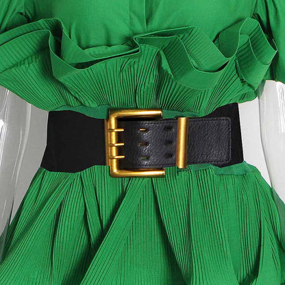 Women Bubble Sleeve Waistband Shirt Top