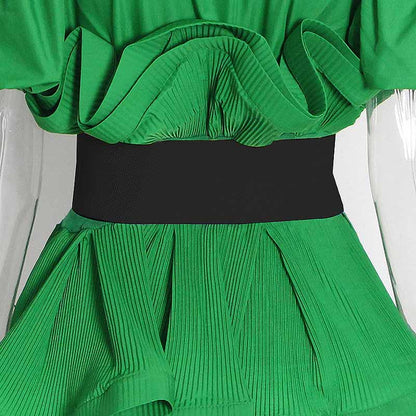 Women Bubble Sleeve Waistband Shirt Top