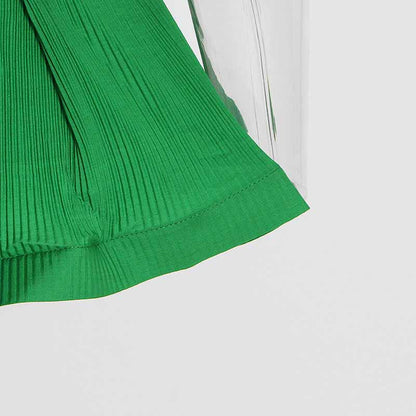 Women Bubble Sleeve Waistband Shirt Top