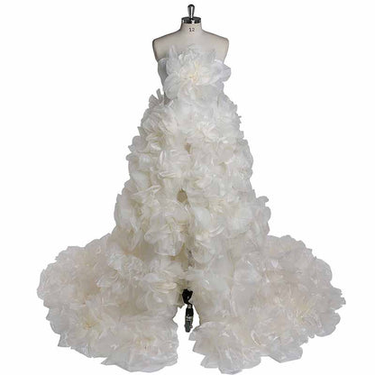 Maternity Mesh Flower Maternity Dress Split Front Gown