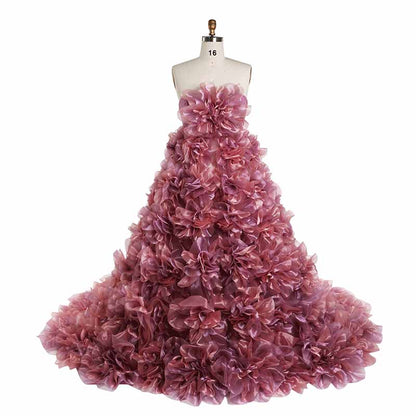 Maternity Mesh Flower Maternity Dress Split Front Gown