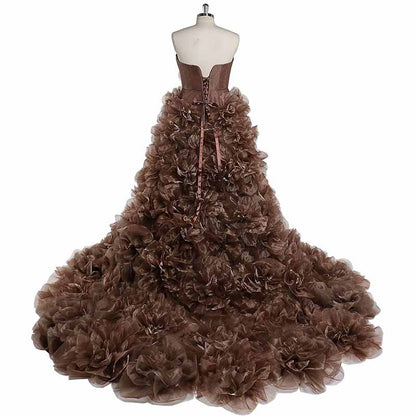 Maternity Mesh Flower Maternity Dress Split Front Gown