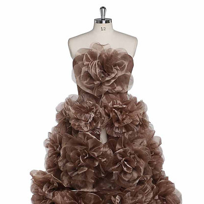 Maternity Mesh Flower Maternity Dress Split Front Gown