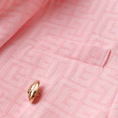 Women's Double Breasted Lion Buttons Pink Blazer Jacket