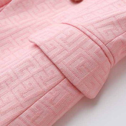 Women's Double Breasted Lion Buttons Pink Blazer Jacket