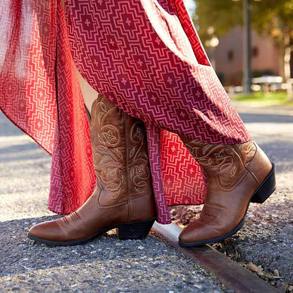 Ladies Wide Calf Cowgirl Cowboy Western Boots For Women
