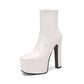 Women's Platform PU Leather Heeled Ankle Boots