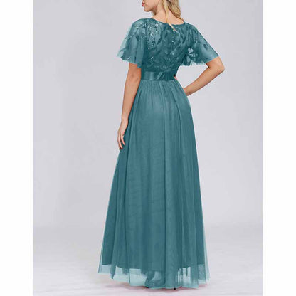 Women's A-Line Empire Waist Embroidery Evening Prom Dress