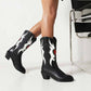 Women Cowboy Boots Black Studded Western Boots