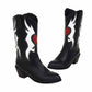 Women Cowboy Boots Black Studded Western Boots
