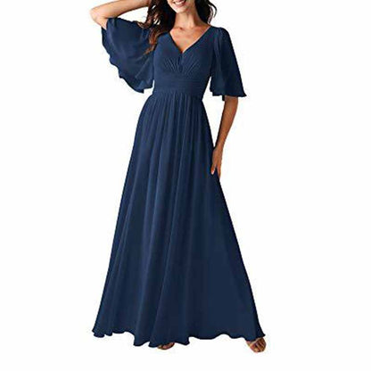 Women's Elegant V-Neck Formal Evening Dresses Bridesmaid dress