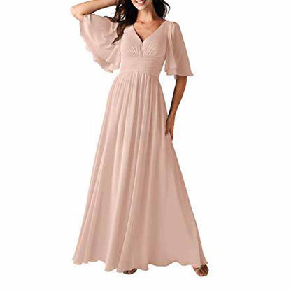 Women's Elegant V-Neck Formal Evening Dresses Bridesmaid dress
