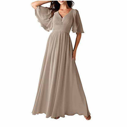Women's Elegant V-Neck Formal Evening Dresses Bridesmaid dress