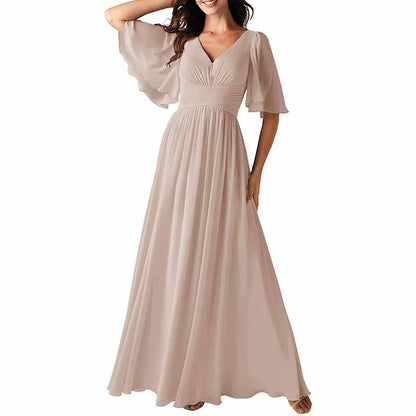 Women's Elegant V-Neck Formal Evening Dresses Bridesmaid dress