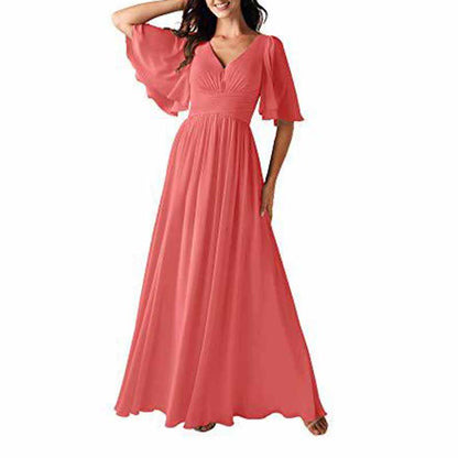 Women's Elegant V-Neck Formal Evening Dresses Bridesmaid dress