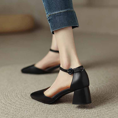Womens Low Mid Square Heel Ankle Strap Sandal Shoes