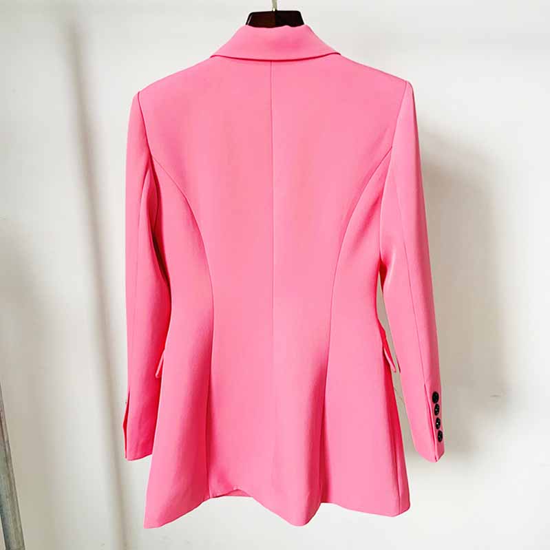 Women Business Coat Blazer Long Sleeve Pink Tops Slim Jacket Outwear