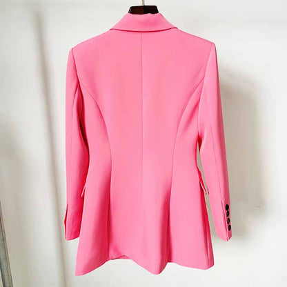 Women Business Coat Blazer Long Sleeve Pink Tops Slim Jacket Outwear