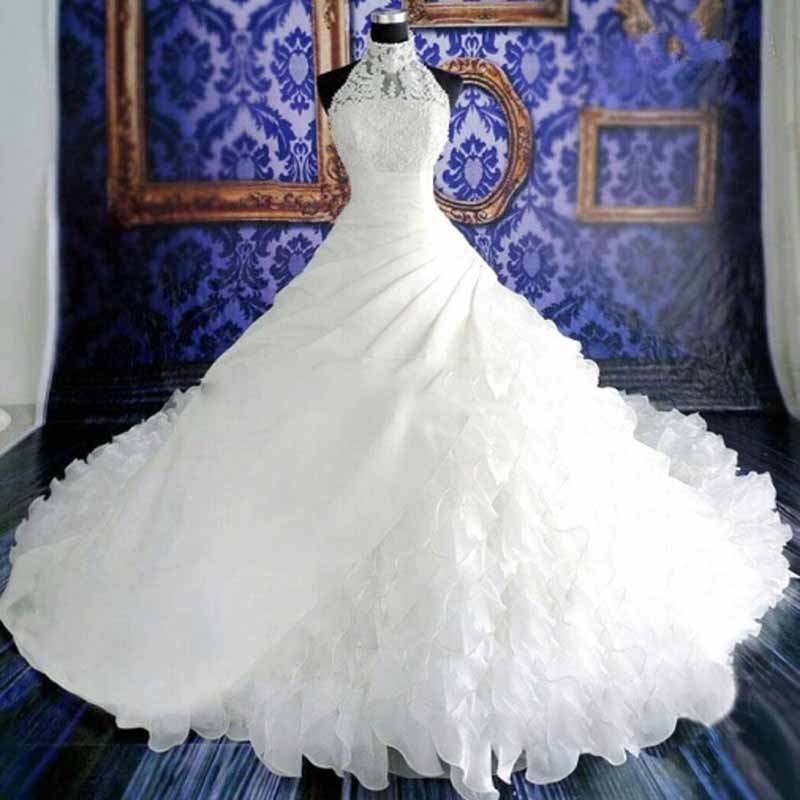 A-Line/Princess Lace Applique Scoop Sleeveless Sweep/Brush Train Wedding Dresses