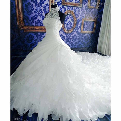 A-Line/Princess Lace Applique Scoop Sleeveless Sweep/Brush Train Wedding Dresses